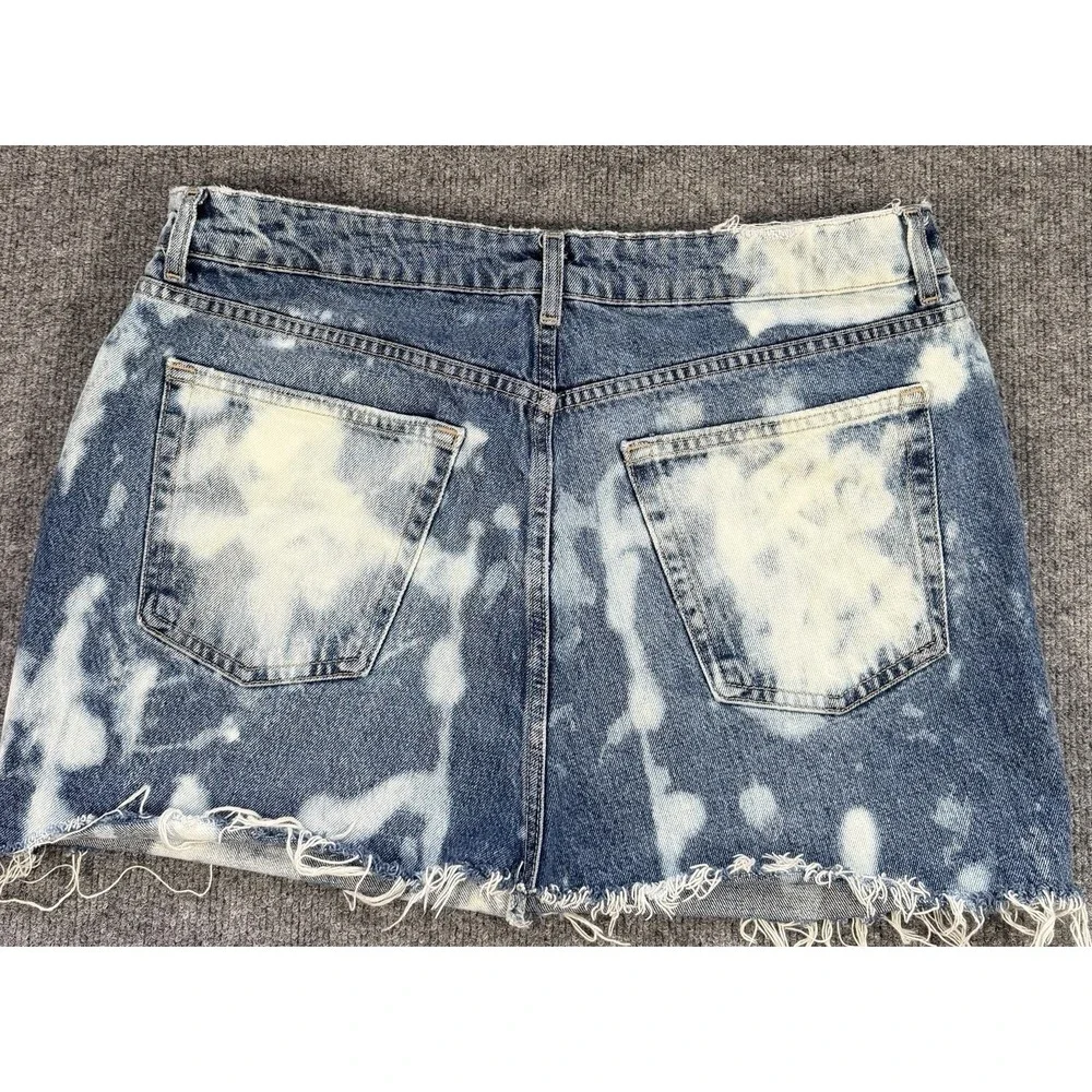 Top shop Dad Denim Distressed Acid Washed Skirt 14